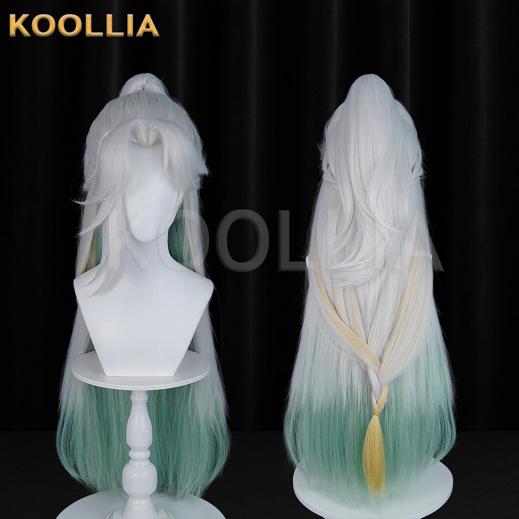 Honor of Kings Hou Yi Silver Green Long Hair Basic Wig