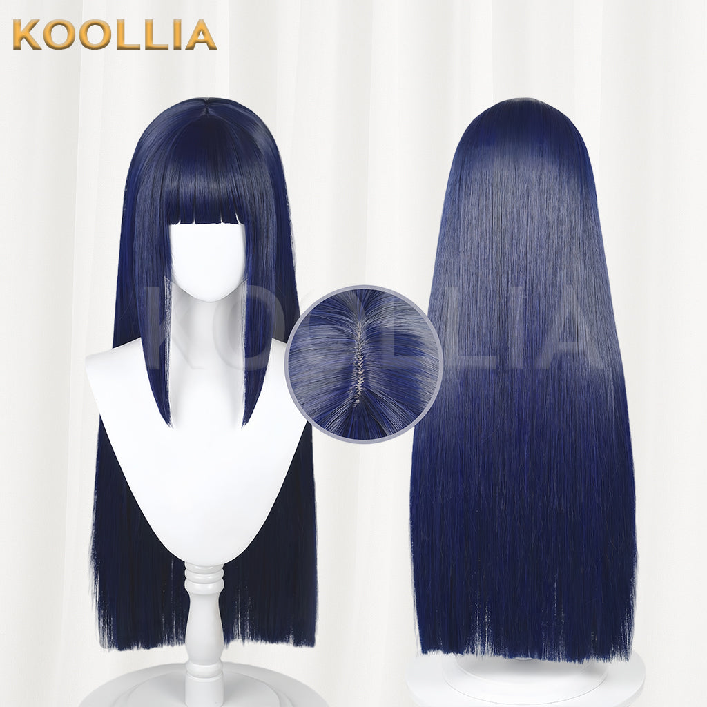 Naruto Hyuga Hinata Long Dark Blue Hair Basic Wig