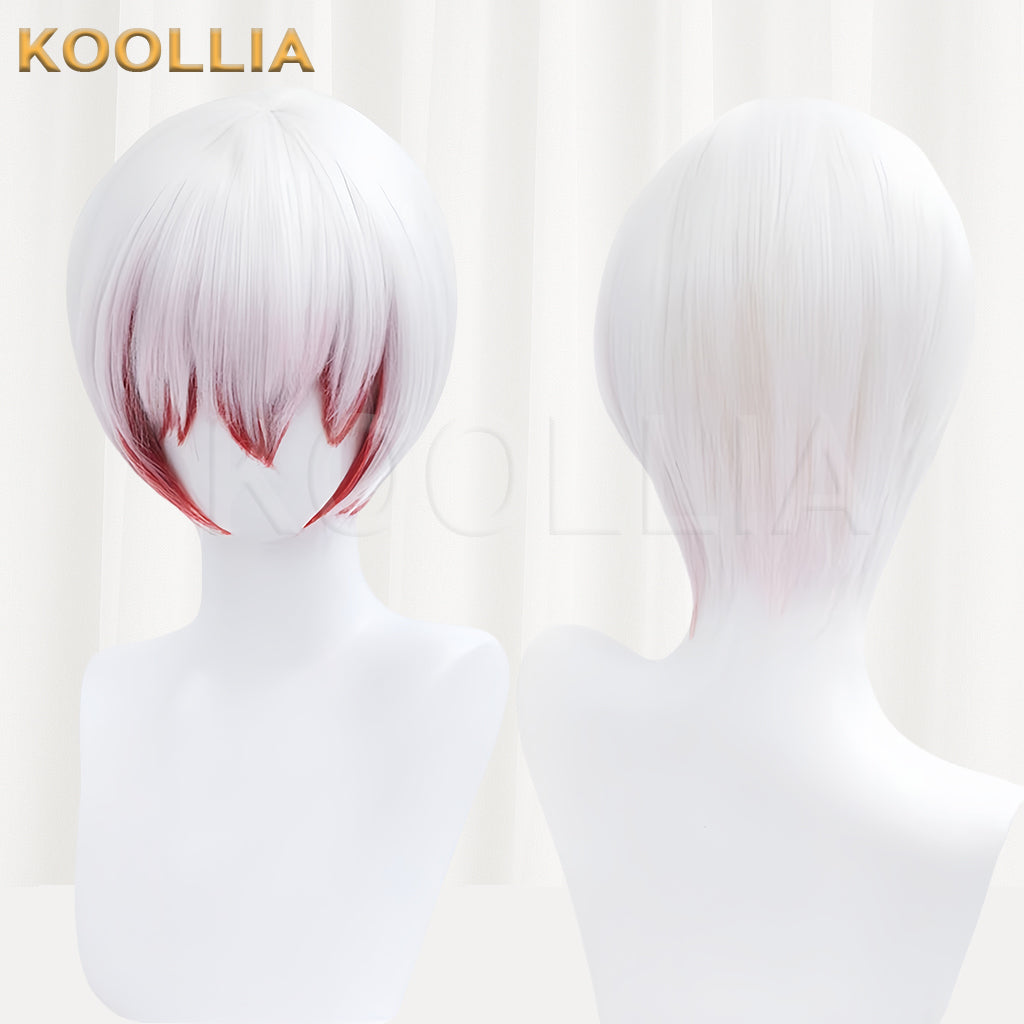 Bungo Stray Dogs Jōno Saigiku Short White Red Hair Basic Wig