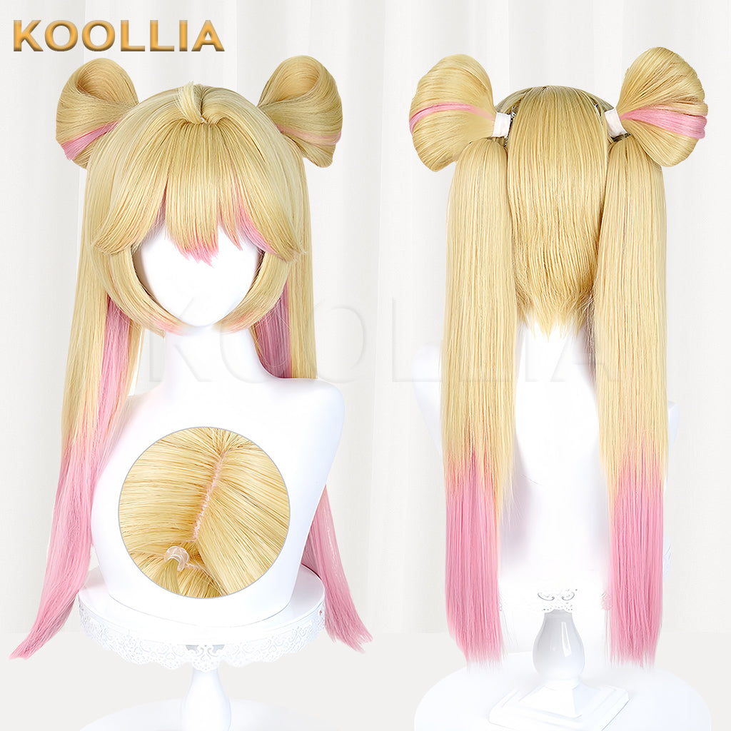 Overwatch Juno Long Blonde Pink Hair Basic Wig