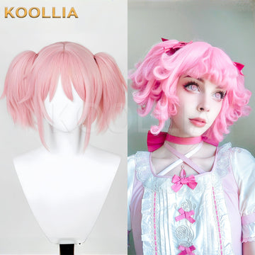 Puella Magi Madoka Magica Kaname Madoka Short Long Pink Hair Basic Wig - KOOLLIA