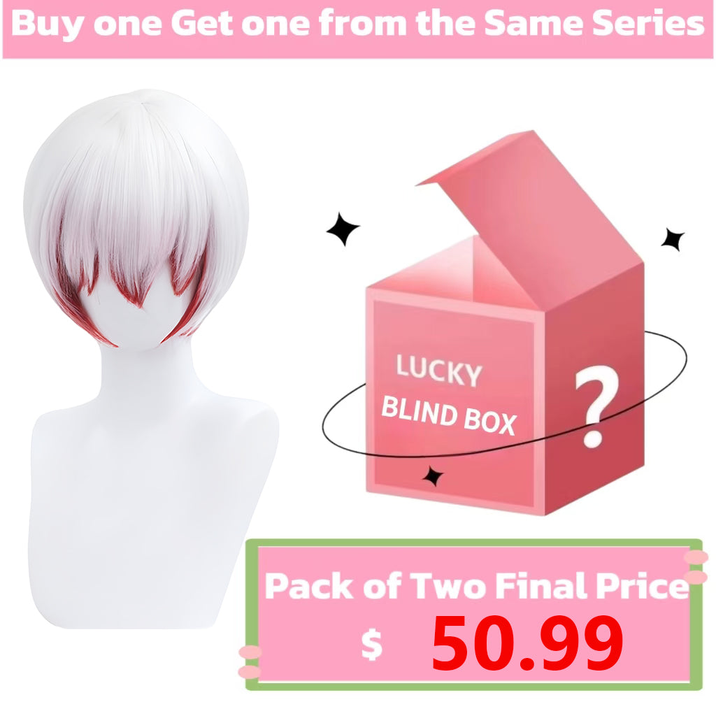 Bungo Stray Dogs Jōno Saigiku Short White Red Hair Basic Wig
