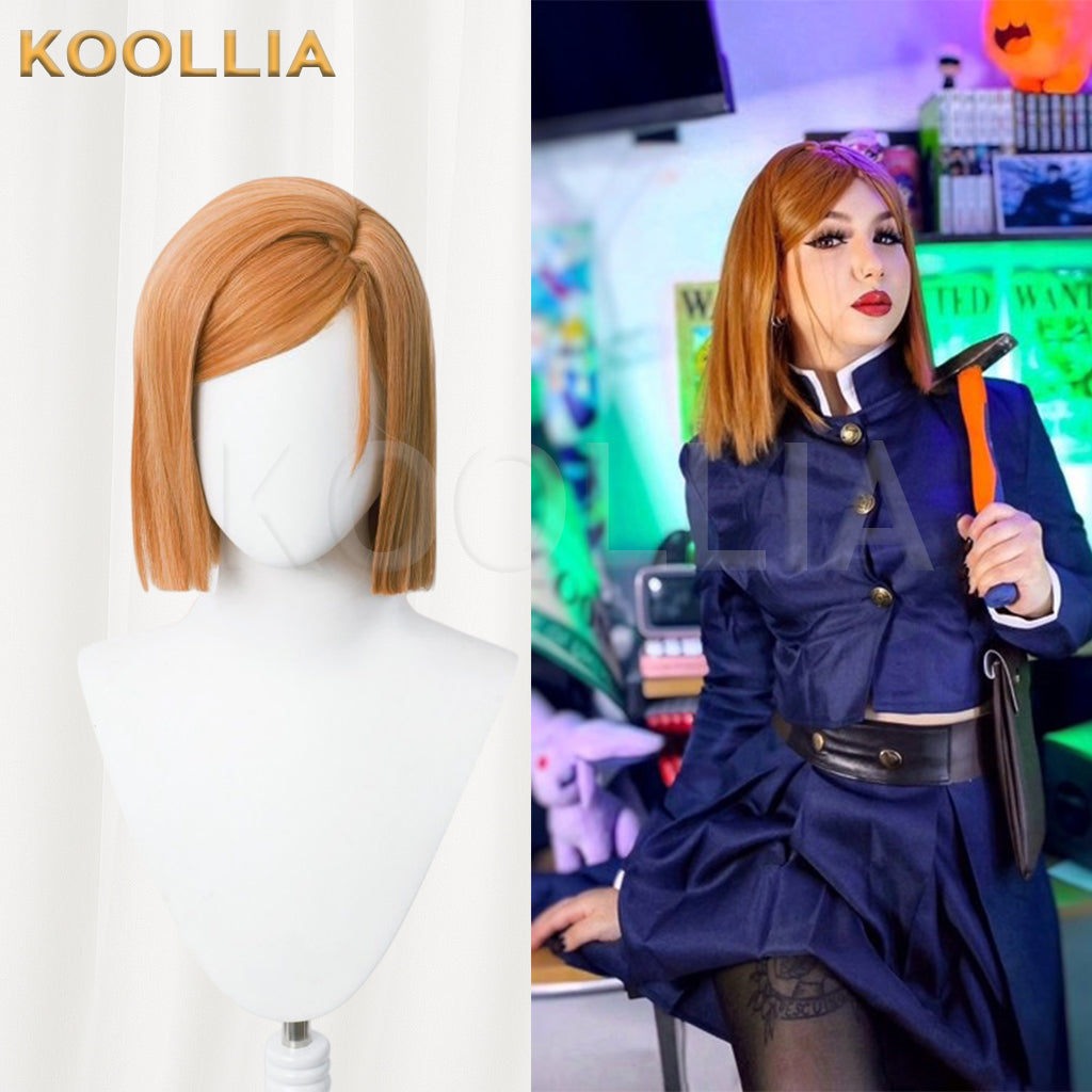 Jujutsu Kaisen Kugisaki Nobara kurze braune Haare Basic Perücke