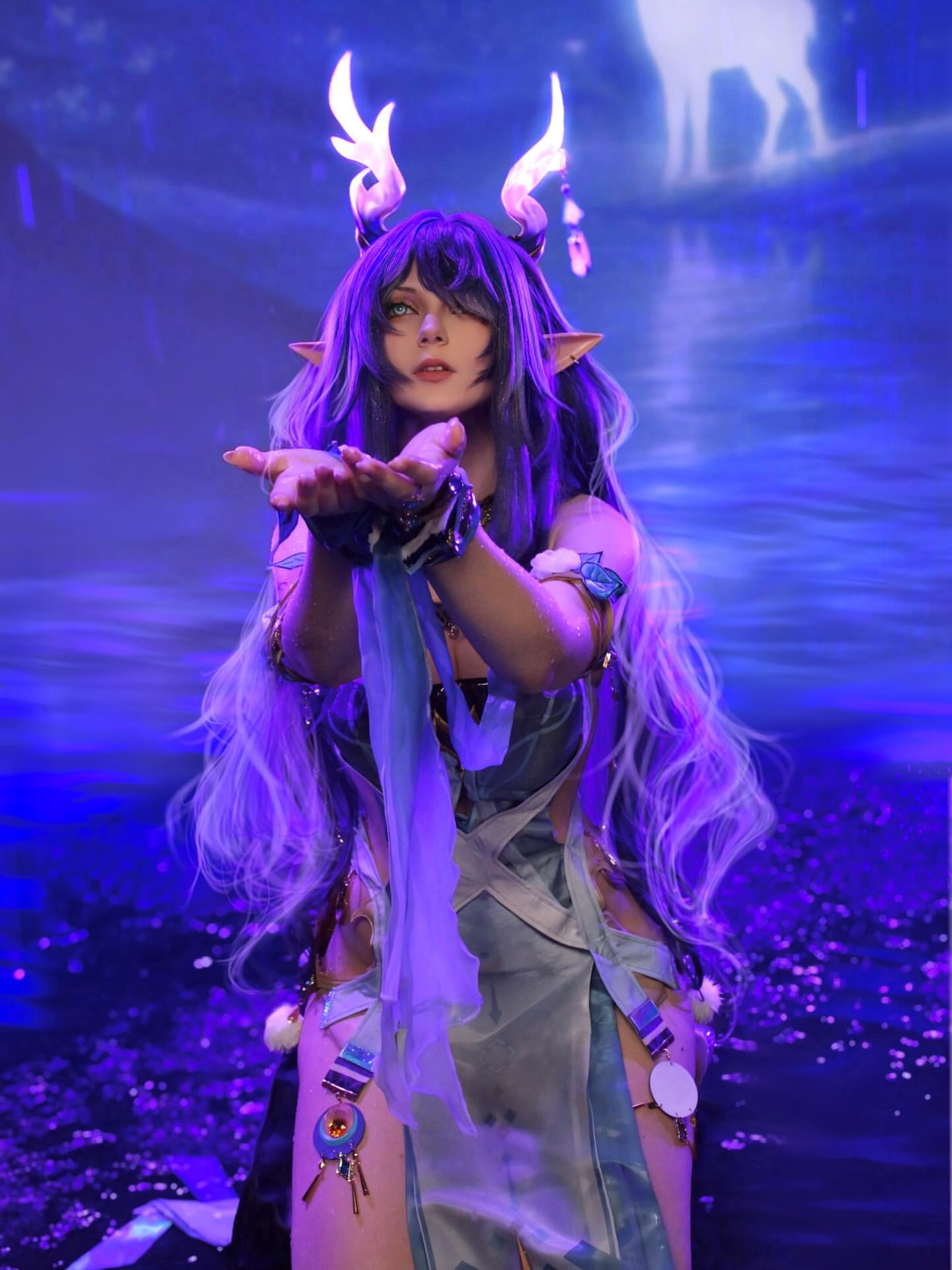 Genshin Impact Lauma Long Blue Hair Basic Wig