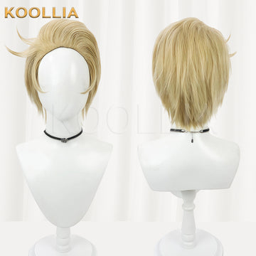 Hazbin Hotel Lucifer Short Golden Yellow Hair Basic Wig - KOOLLIA