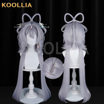 Multi-angle display of Virtual Singer Luo Tianyi long silver hair basic wig