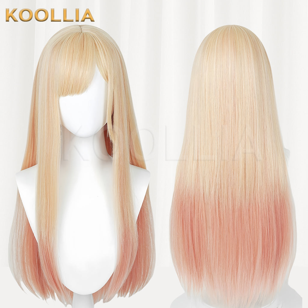 Marin Kitagawa blonde and pink ombre cosplay wig front and back view