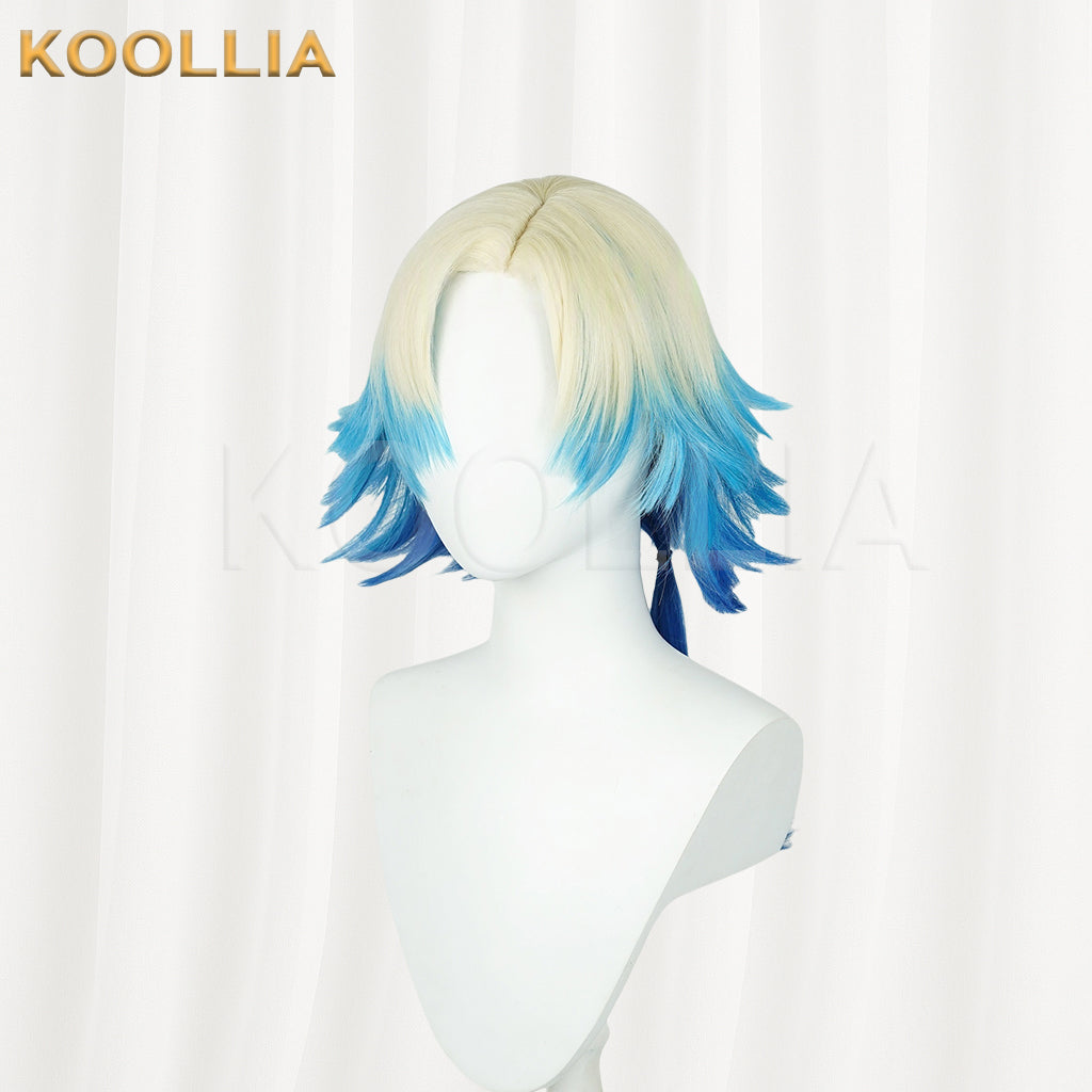 Blue Lock Michael Kaiser Short Blonde Blue Hair Basic Wig