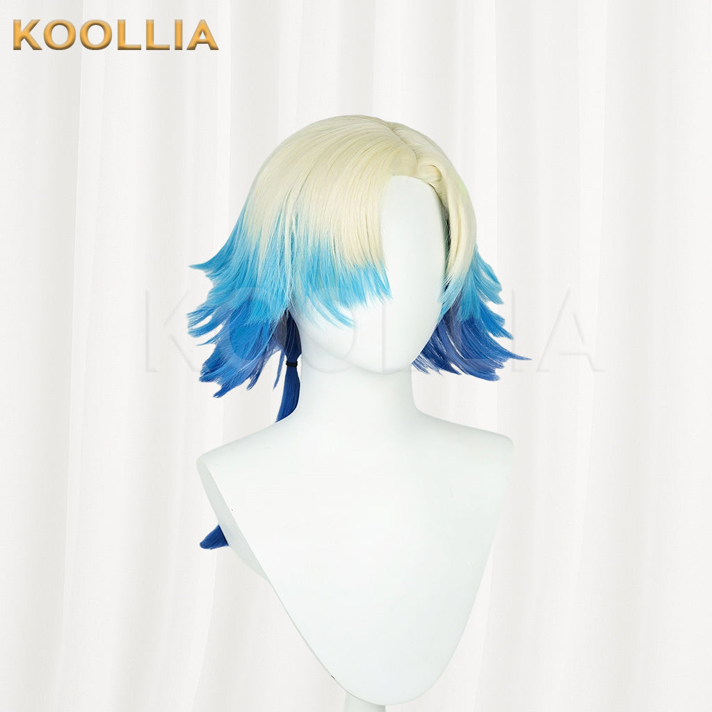 Blue Lock Michael Kaiser Short Blonde Blue Hair Basic Wig