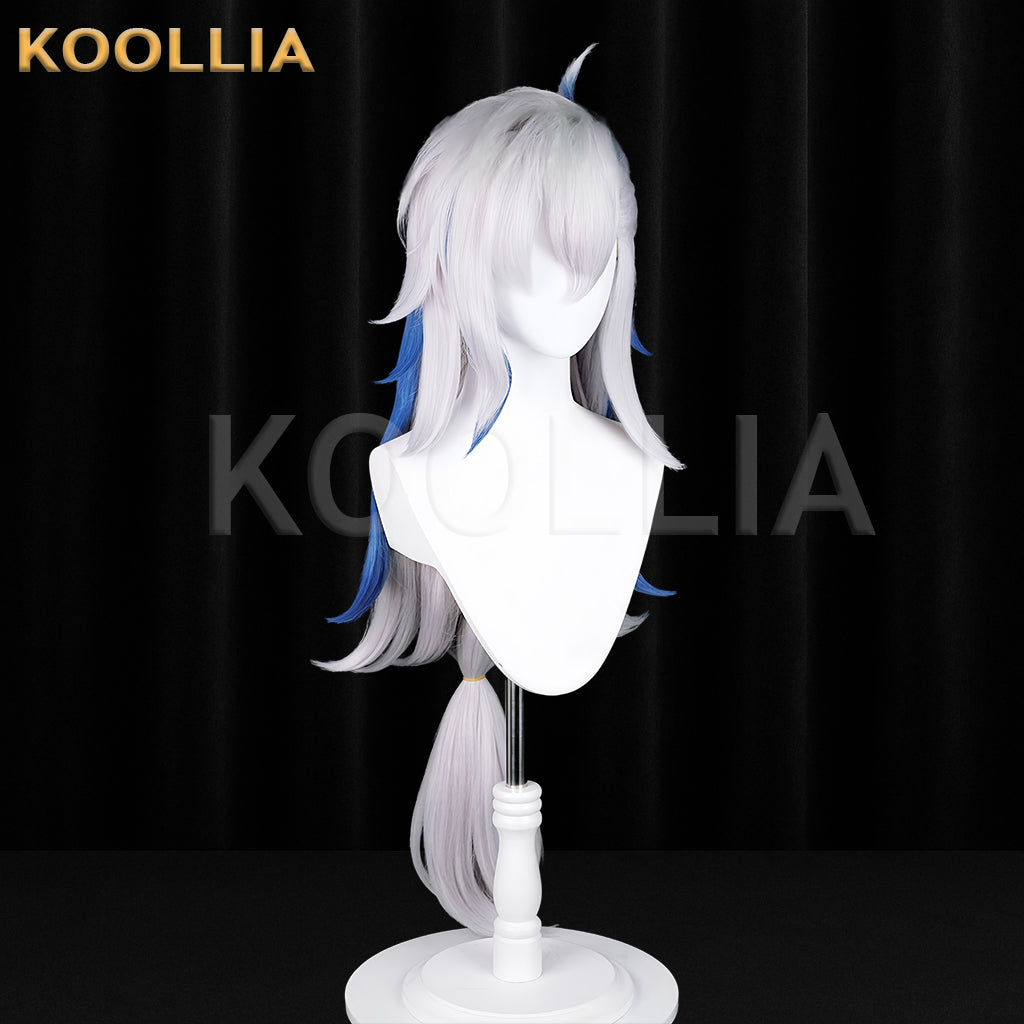 Honkai: Star Rail Neuvillette Langes weißes Haar Einfache Perücke