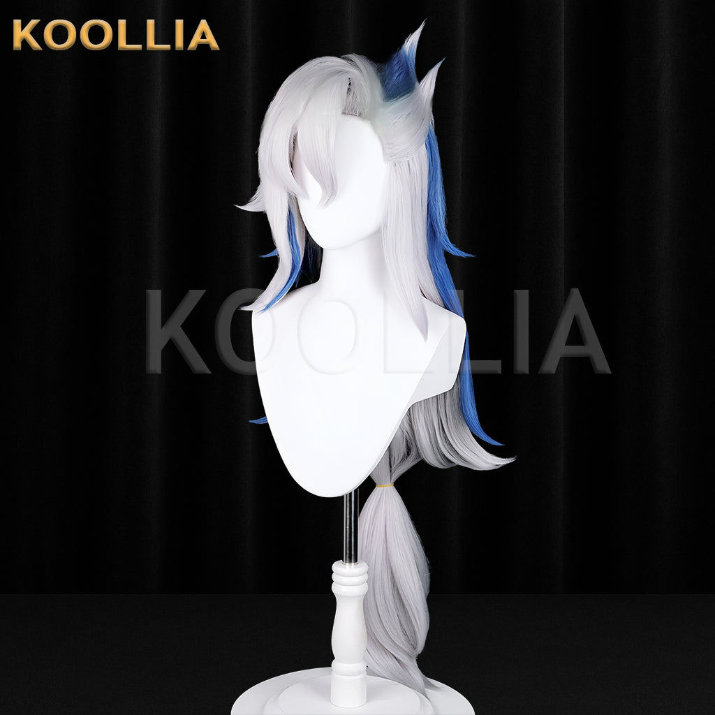 Honkai: Star Rail Neuvillette Langes weißes Haar Einfache Perücke