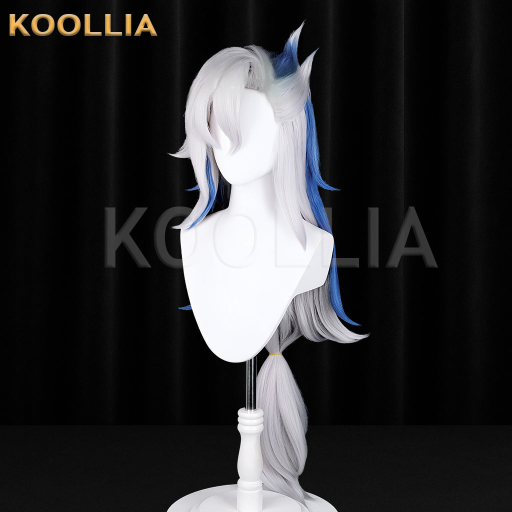 Genshin Impact Neuvollite Long Grey Hair Basic Wig