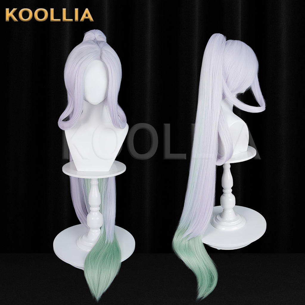 Honor of Kings Nuwa Long Sliver Green Hair Basic Wig