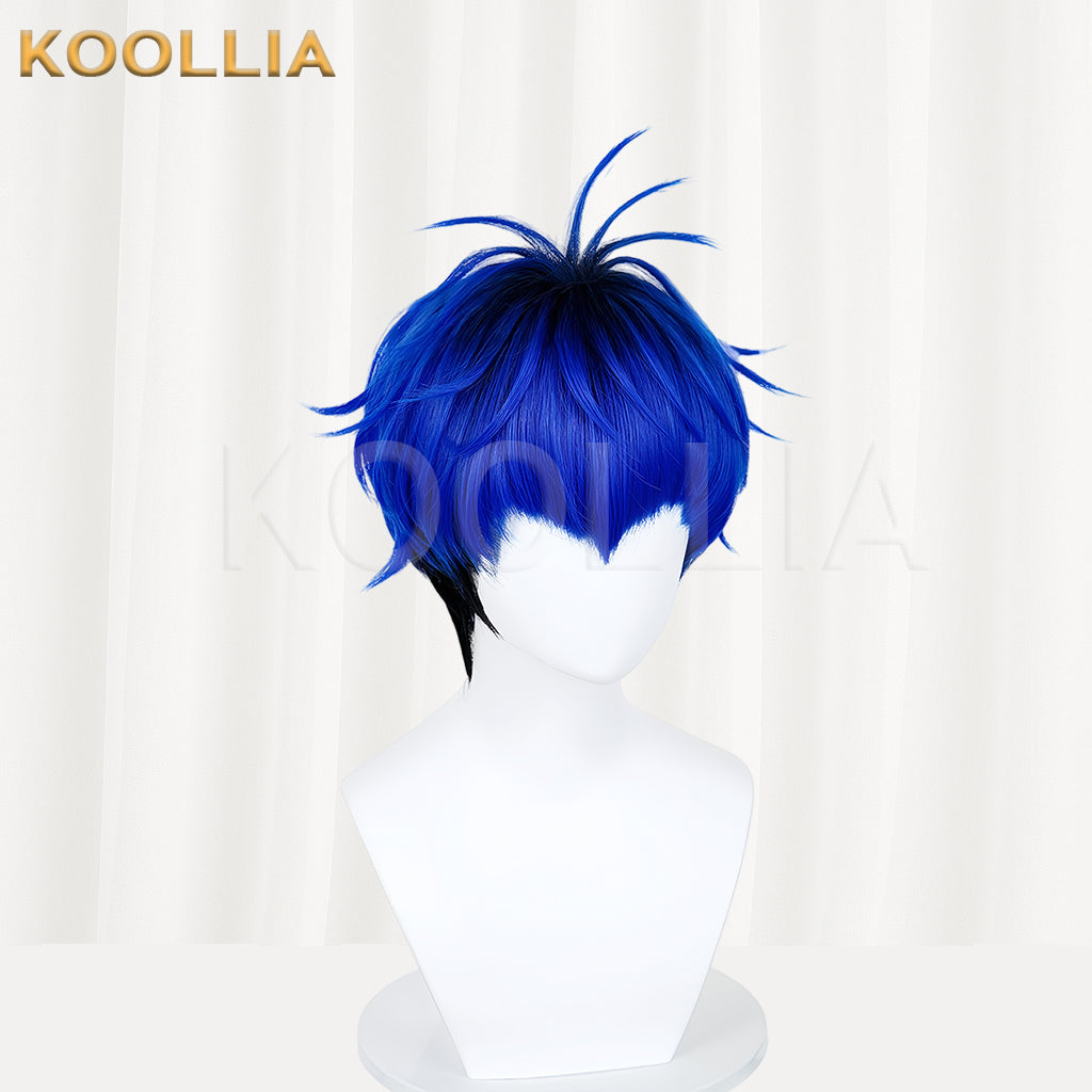 The Hundred Line-Last Defense Academy Omokage Yugamu Short Blue Black Hair Basic Wig