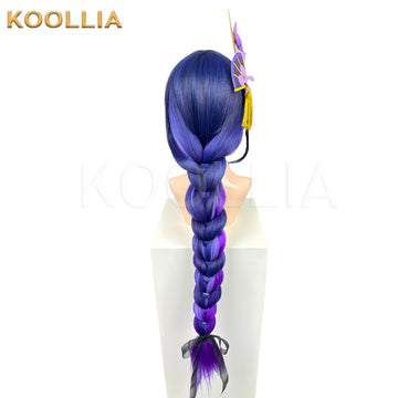 Koollia Raiden Shogun long purple braided cosplay wig back view