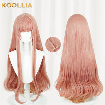 Front and back display of NIKKE: The Goddess of Victory Rapi long pinkish brown hair basic wig