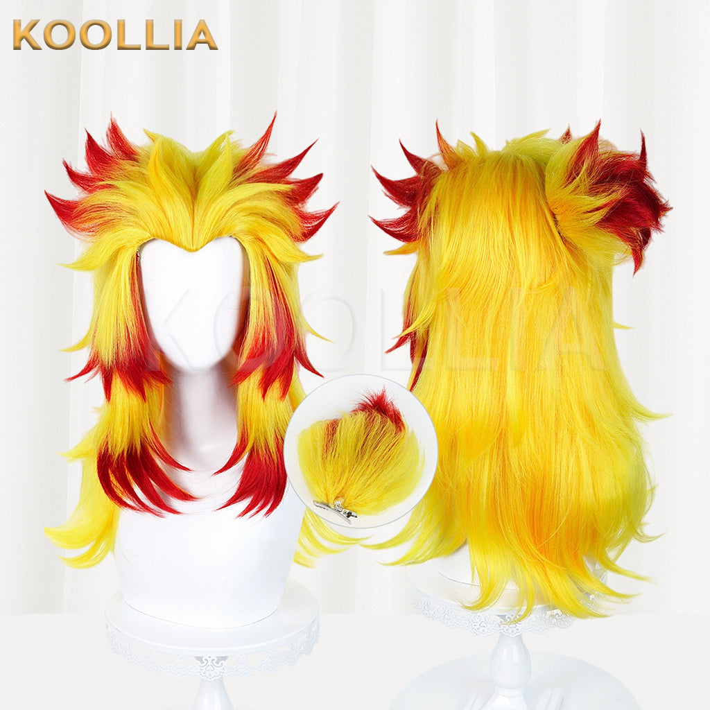 Demon Slayer Rengoku Kyoujurou Long Yellow Red Hair Basic Wig