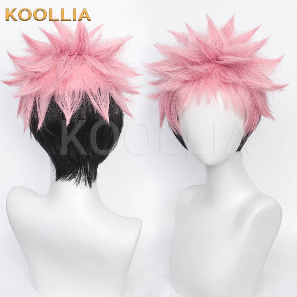 Jujutsu Kaisen Itadori Yuji/Ryomen Sukuna Kurze rosa Haare Basic Perücke