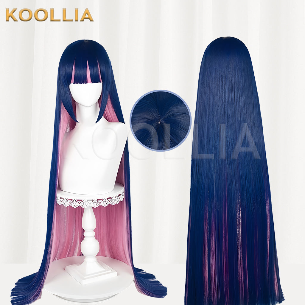 Panty & Stocking with Garterbelt Anarchy Stocking Long Pink and Dark Purple Hair Basic Wig