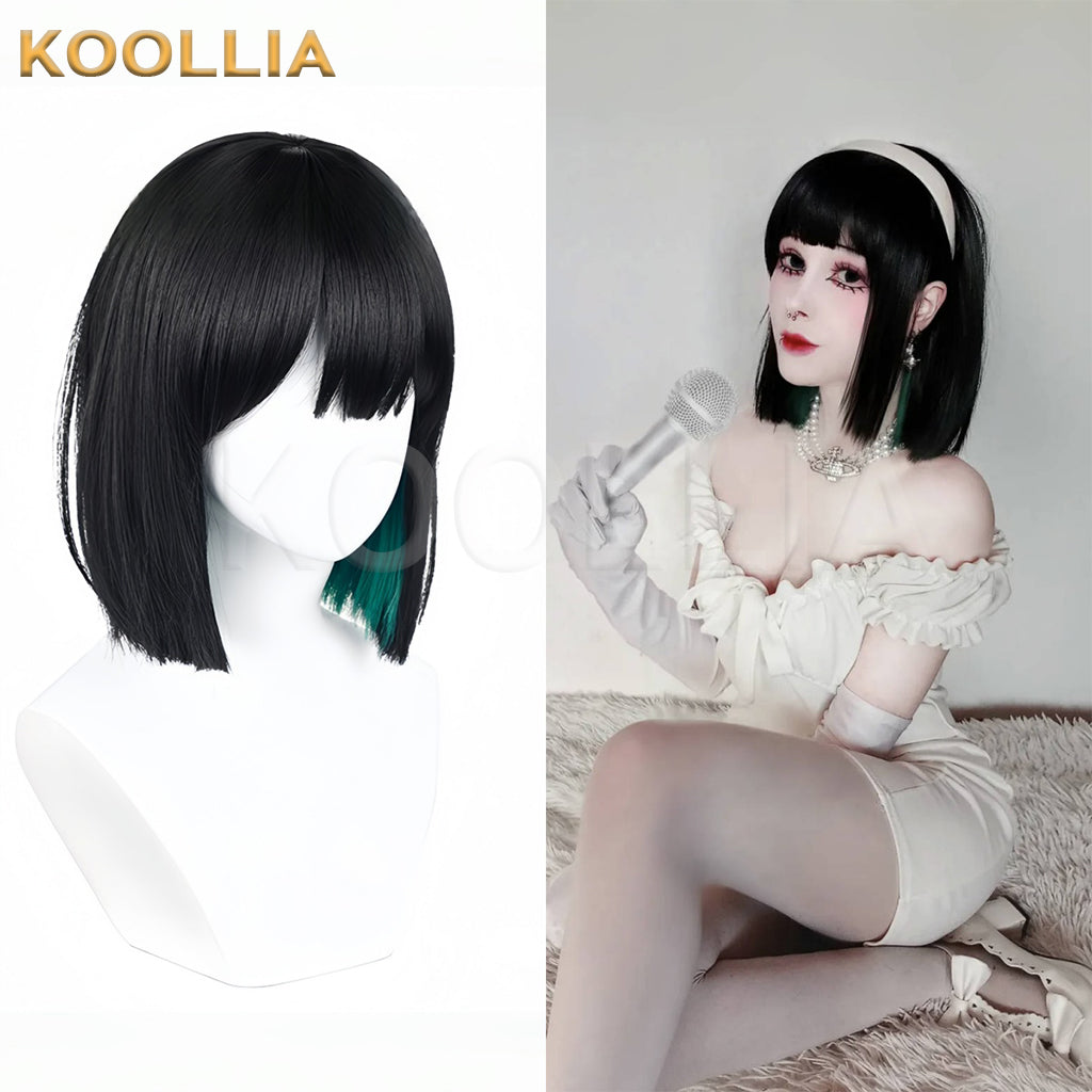 Alien Stage Sua Short Black Green Hair Basic Wig