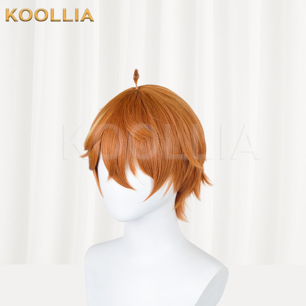 Genshin Impact Childe/Tartaglia Peruca básica de cabelo curto laranja