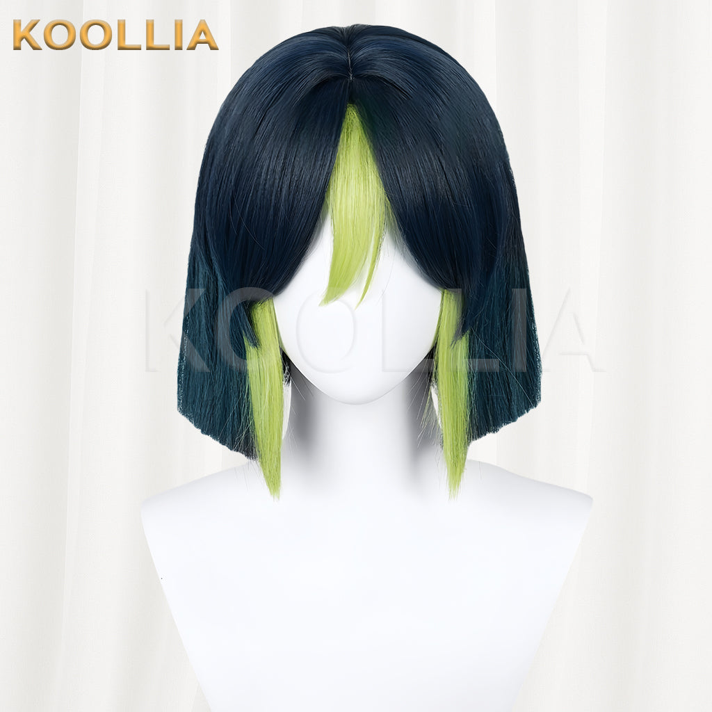 Genshin Impact Tighnari Peruca curta azul e preta básica