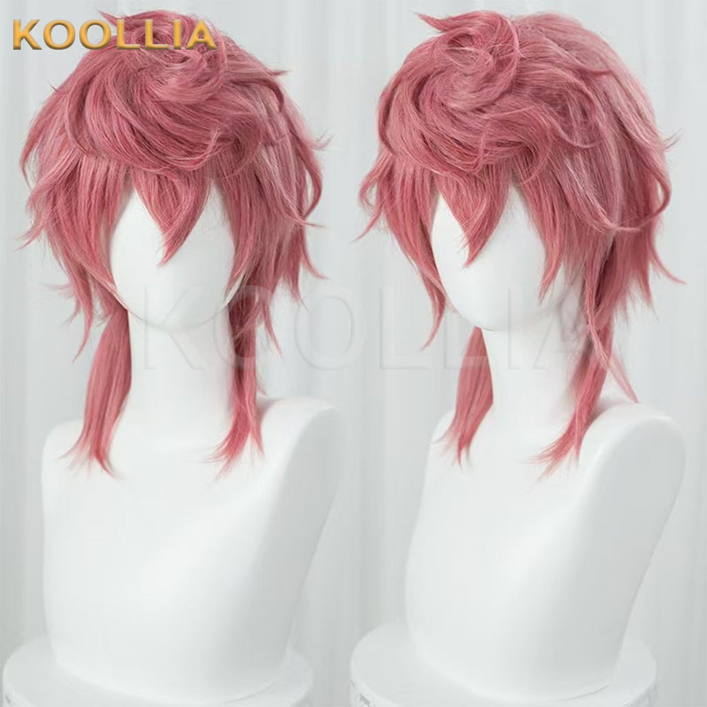 JoJo's Bizarre Adventure Trish Una Peruca curta básica de cabelo rosa