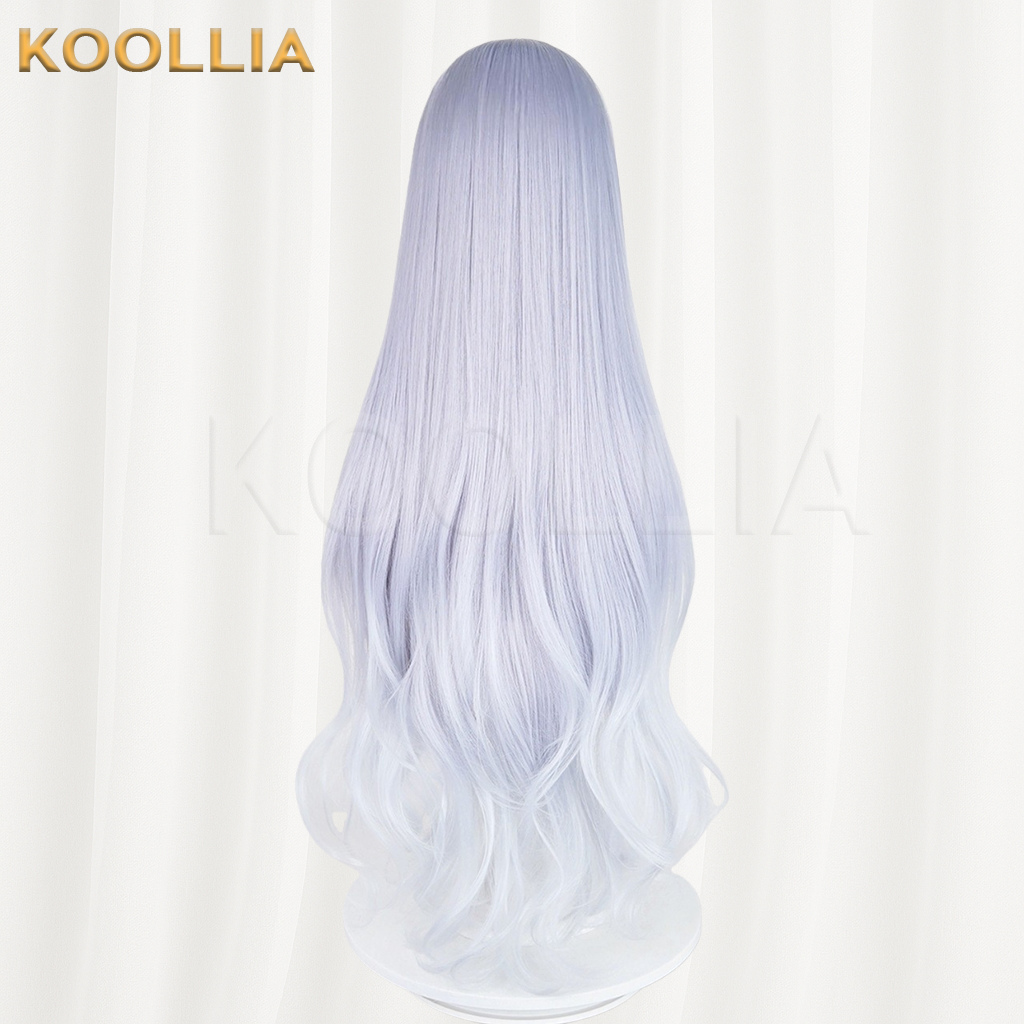 Genshin Impact Tsaritsa Silver White Ice Blue Gradient Long Basic Wig