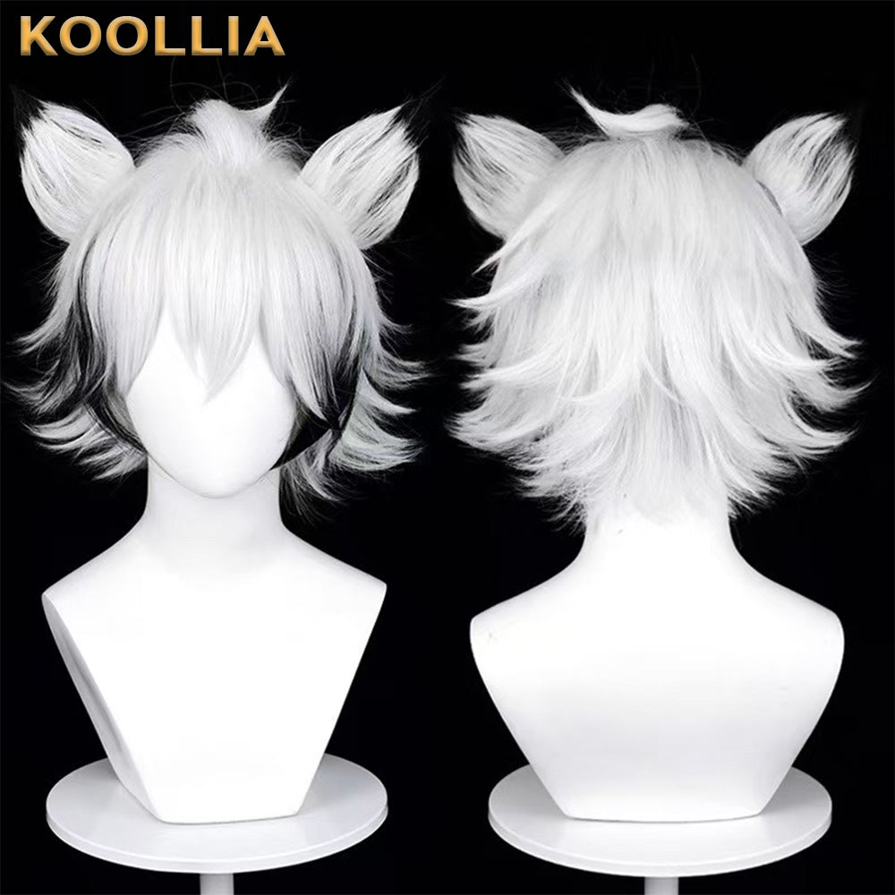 Zenless Zone Zero Von Lycaon Short White with Black Hair Basic Wig