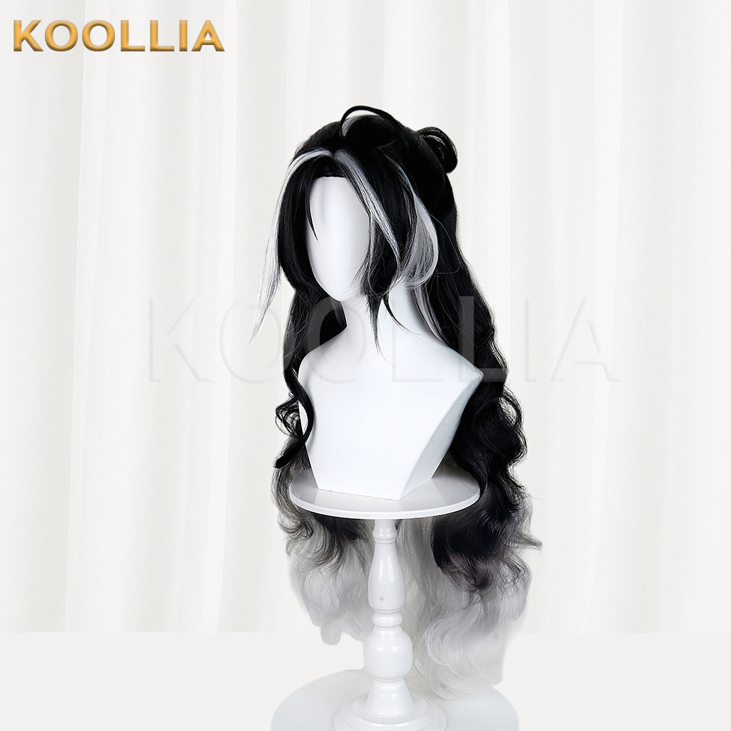 Arknights Wintertime Long Black White Hair Basic Wig