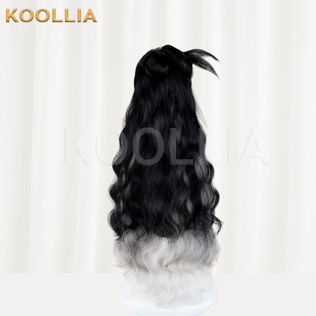 Arknights Wintertime Long Black White Hair Basic Wig