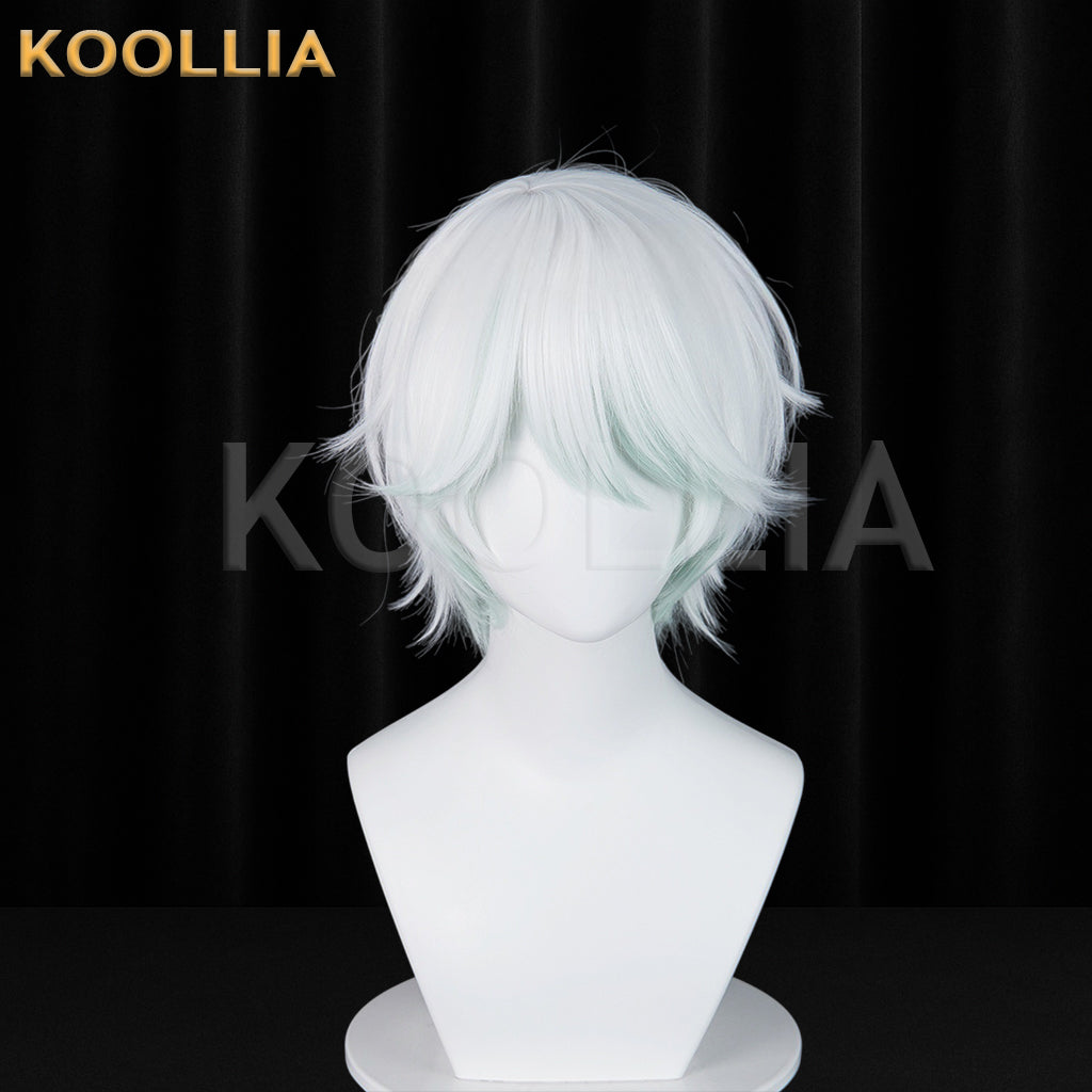 Virtual Singer Yan He Short White Green Hair Basic Wig