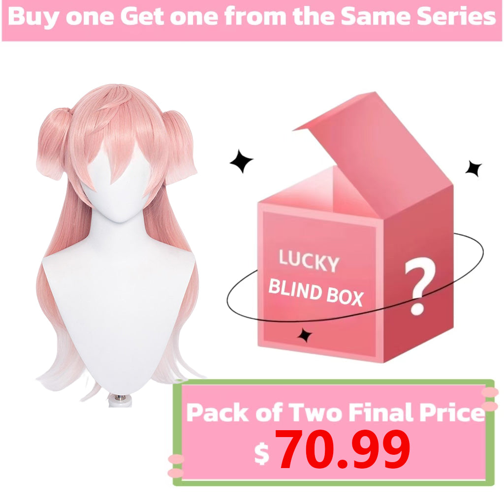 Genshin Impact Yanfei Peruca básica longa de cabelo rosa