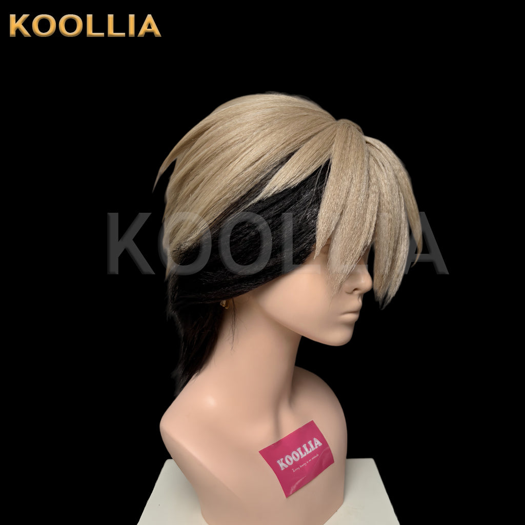 Gachiakuta Zanka Nijiku Short Black Ash-Blonde Hair Basic Wig