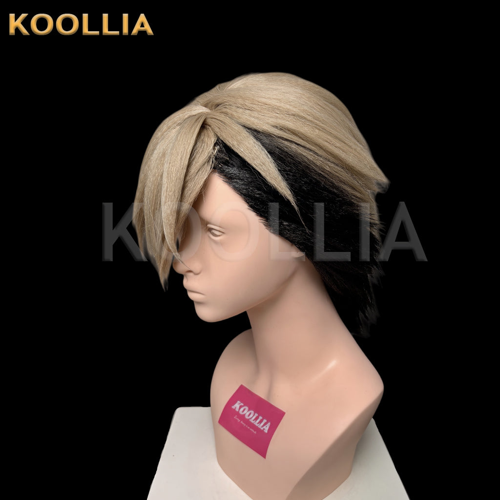 Gachiakuta Zanka Nijiku Short Black Ash-Blonde Hair Basic Wig