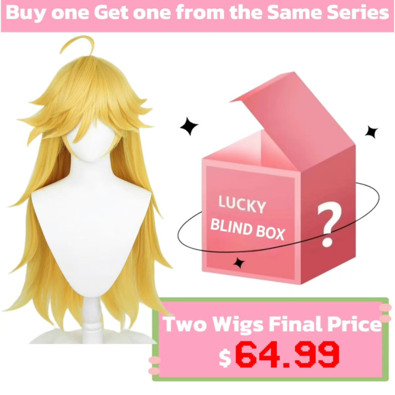 Panty & Stocking with Garterbelt Anarchy Panty Long Yellow Hair Basic Wig