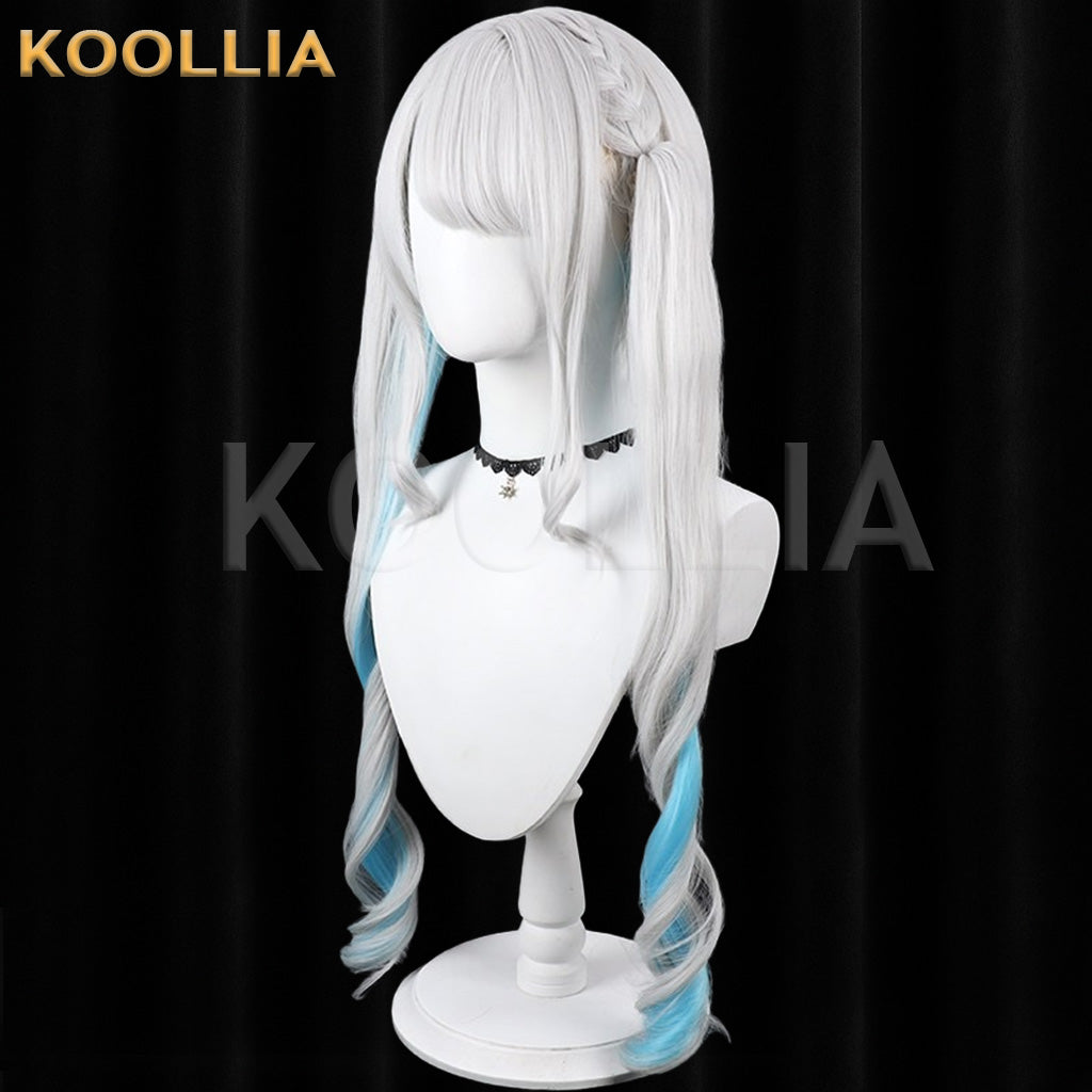 VTuber Kaga Sumire Silver White Gradient Light Blue Basic Wig