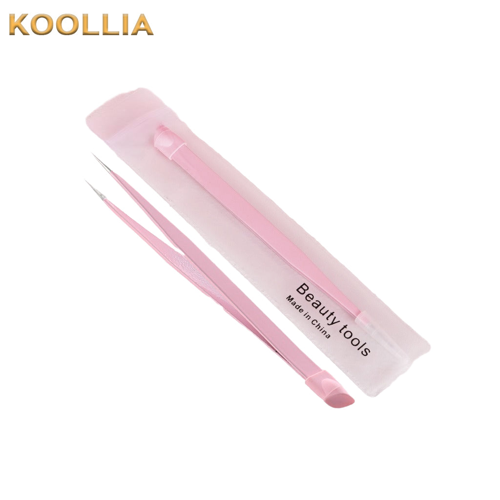 Dual-Ended Nail Art Tweezers with Silicone Tip – Stainless Steel Tool for Stickers, Rhinestones & DIY Crafts Wig Stylist Tools