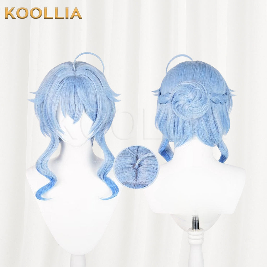 Peruca básica de cabelo longo azul Ganyu Genshin Impact