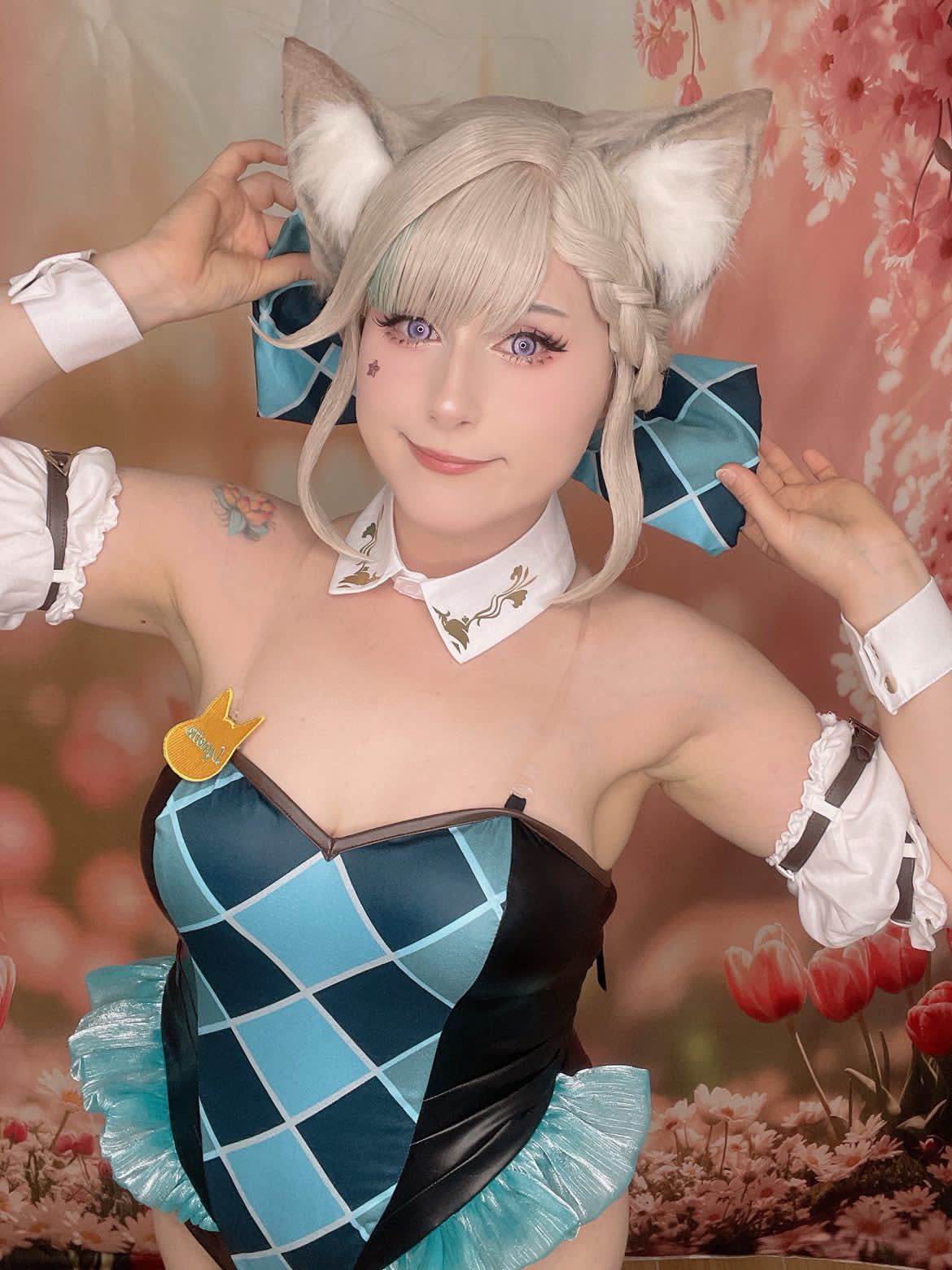 Genshin Impact Lynette Long Silver Hair Basic Wig