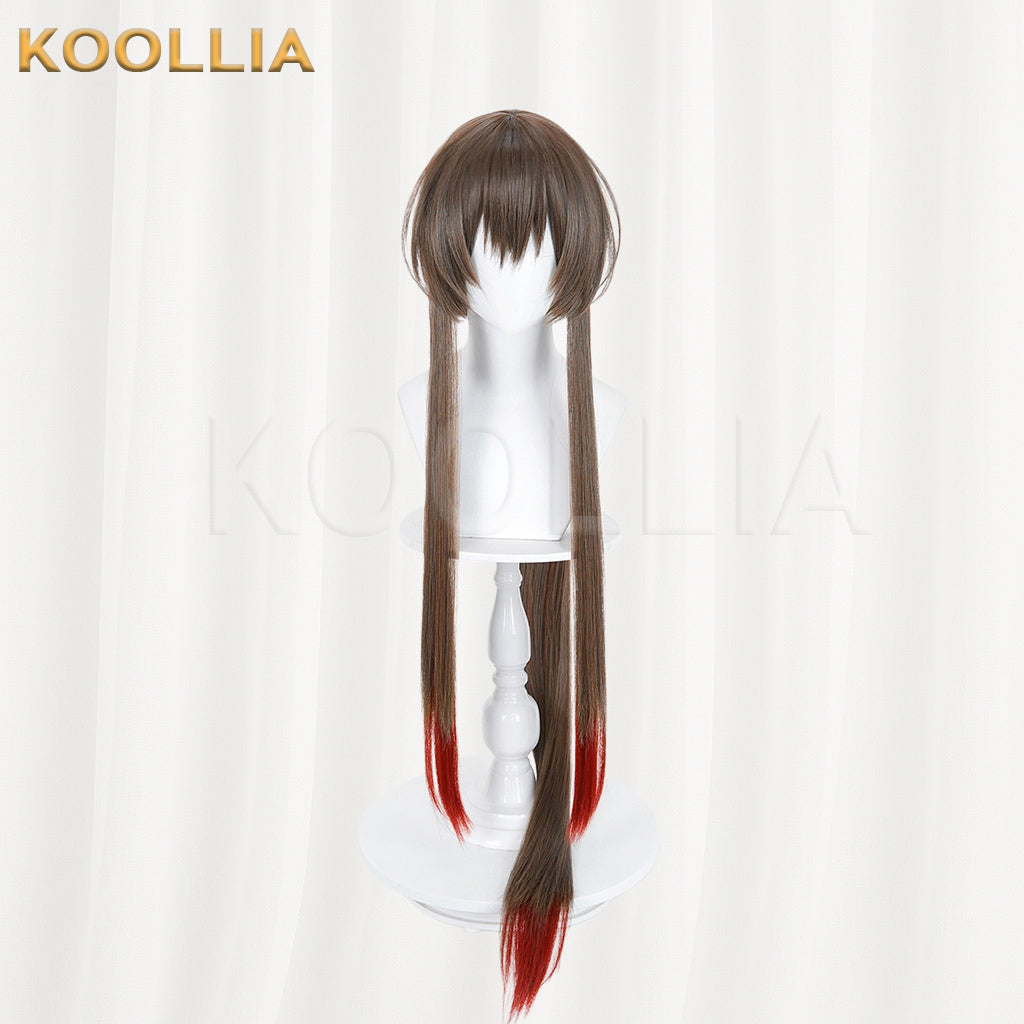 Arknights Amiya Wig Harper’s BAZAAR Dark Brown Red Gradient Low Ponytail Long Straight Basic Wig