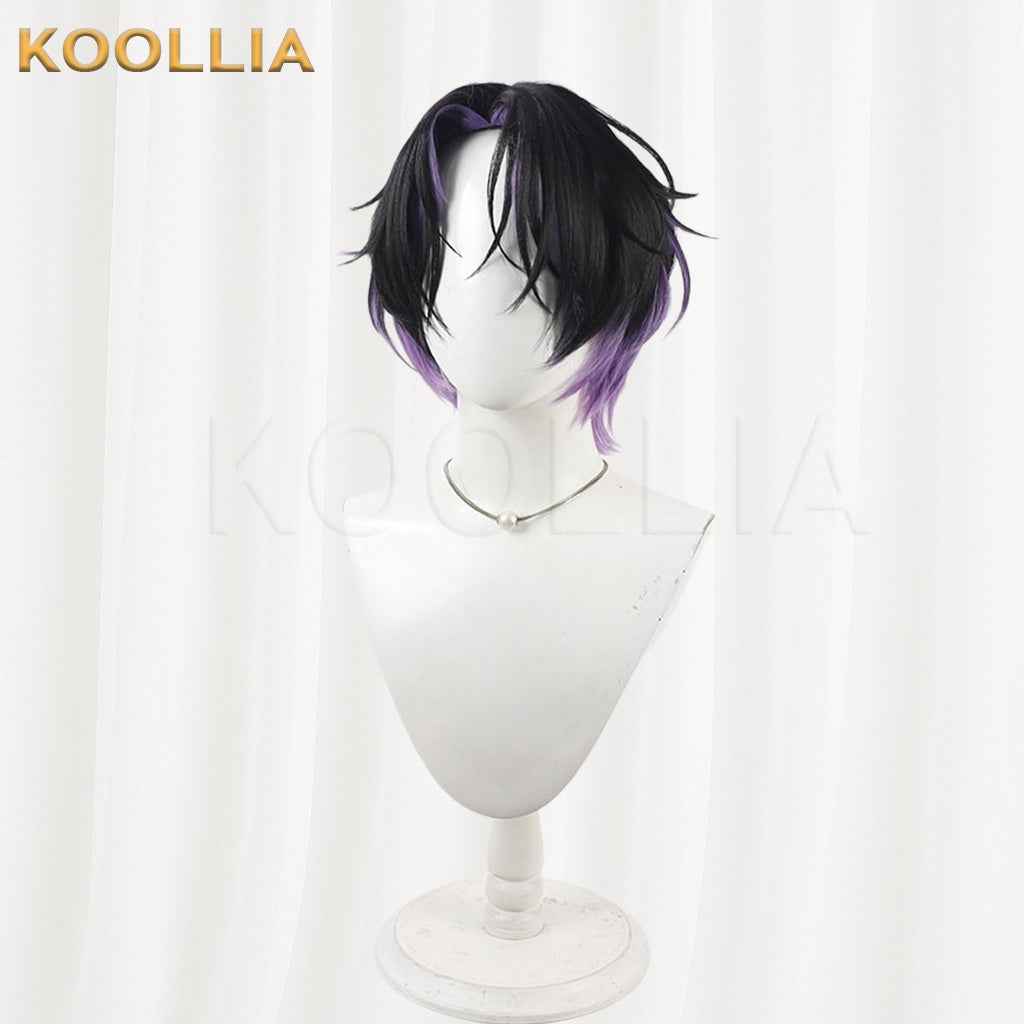 Neo Porte Asakura Shi Black Hair With Purple Highlights Wolf Cut Short Hair Basic Wig