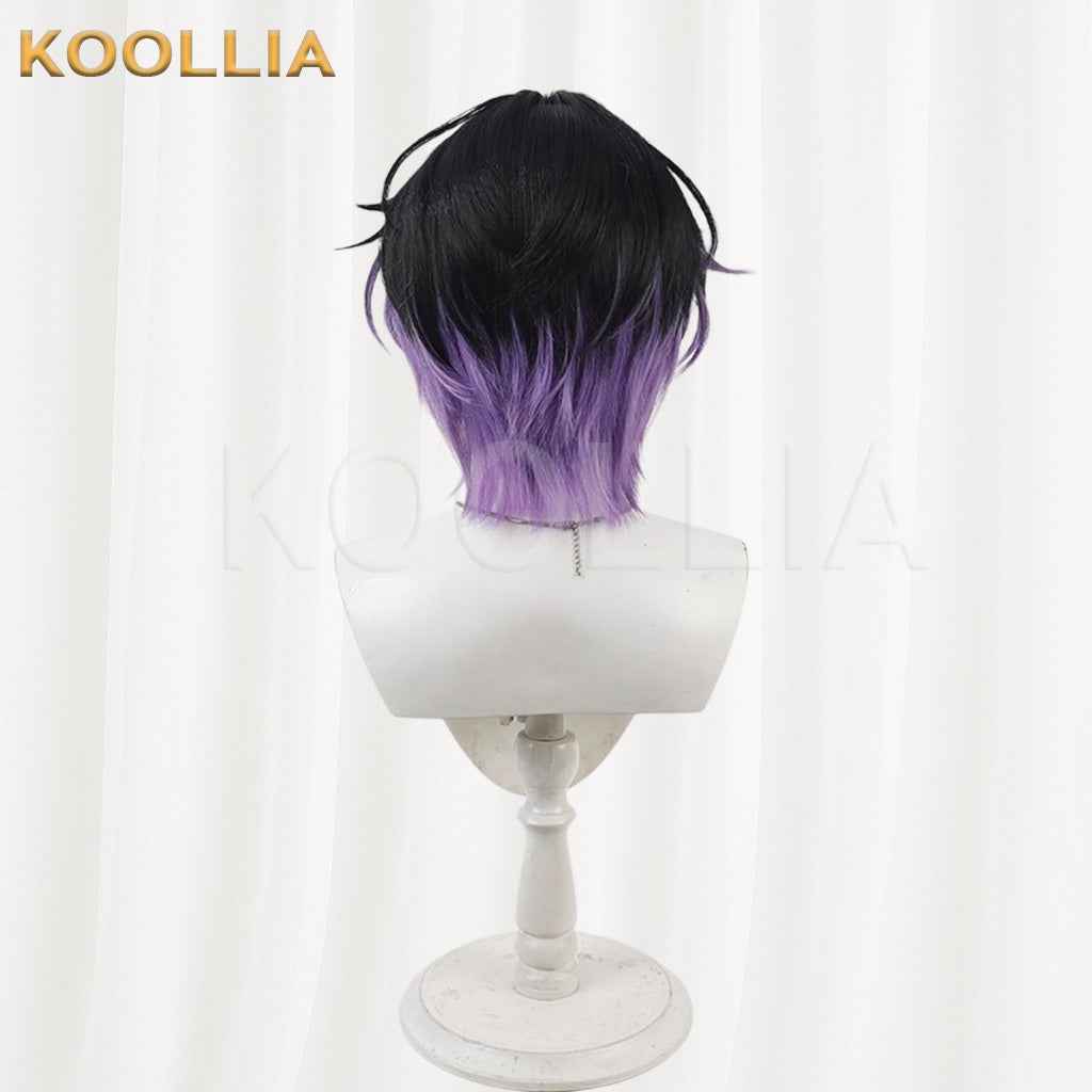 Neo Porte Asakura Shi Black Hair With Purple Highlights Wolf Cut Short Hair Basic Wig