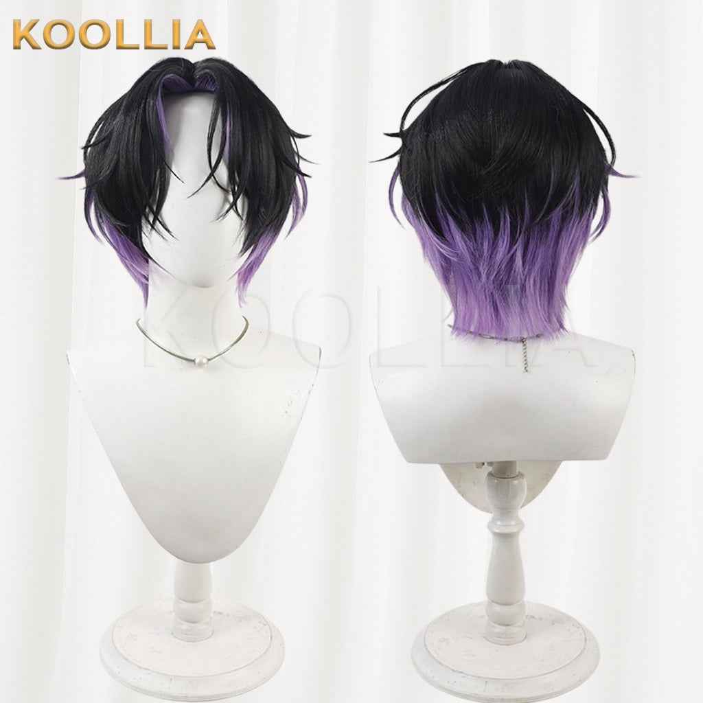 Neo Porte Asakura Shi Black Hair With Purple Highlights Wolf Cut Short Hair Basic Wig