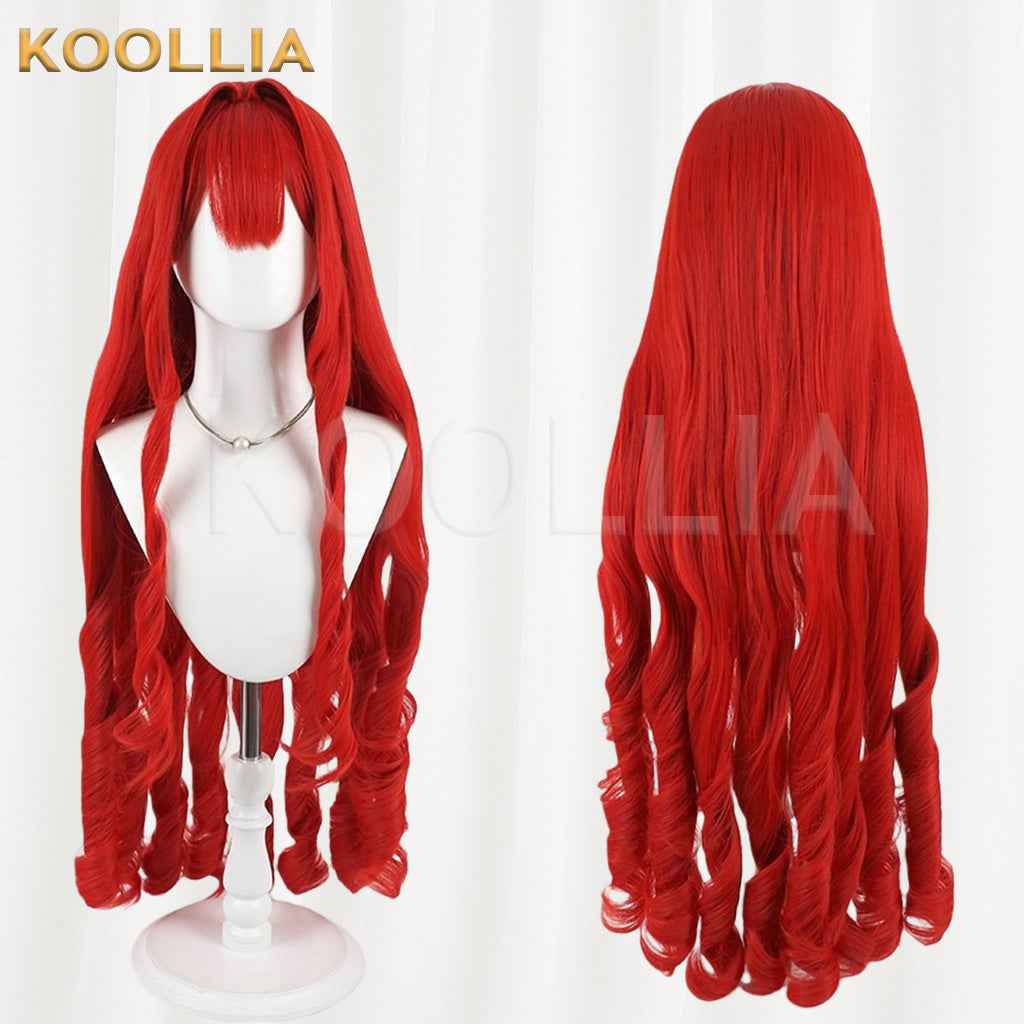 I'm the Villainess Batia Bright Red Extra Long Water Wave Hair Basic Wig