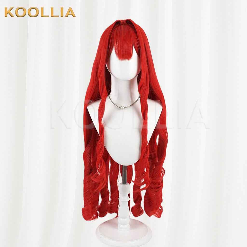 I'm the Villainess Batia Bright Red Extra Long Water Wave Hair Basic Wig