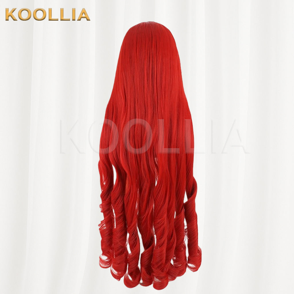 I'm the Villainess Batia Bright Red Extra Long Water Wave Hair Basic Wig