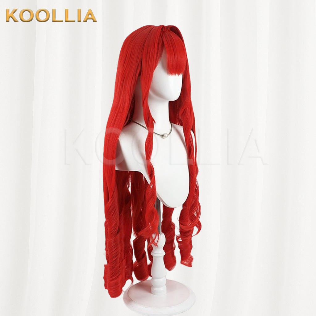 I'm the Villainess Batia Bright Red Extra Long Water Wave Hair Basic Wig