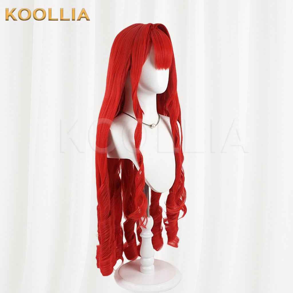 I'm the Villainess Batia Bright Red Extra Long Water Wave Hair Basic Wig