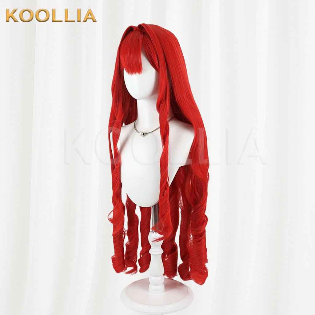 I'm the Villainess Batia Bright Red Extra Long Water Wave Hair Basic Wig